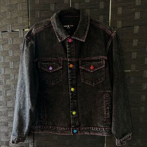 Teddy Fresh Black Denim Jacket with Colorful Buttons